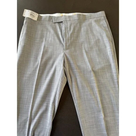 Tre Vero Modern Fit dress pants Flat Front Tuxedo Striped size 42L Gray Unhemmed